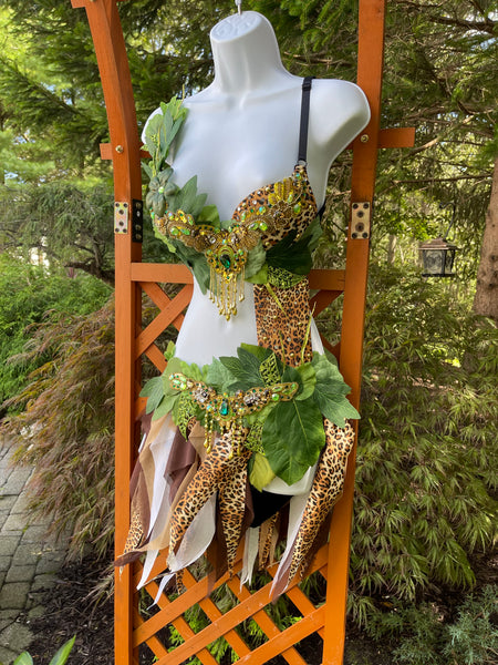 Cheetah in the Jungle Forest Fairy Monokini Costume – Handmade One Piece Set