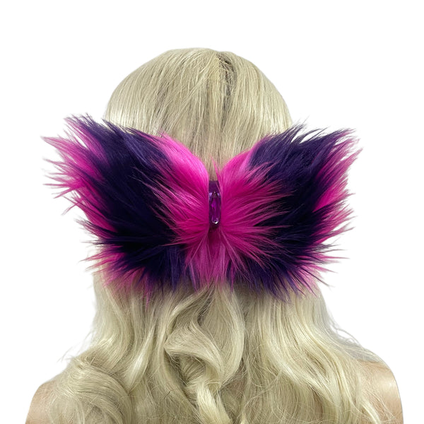 Cheshire Cat Inspired Fur Hair Bow Clip Headband