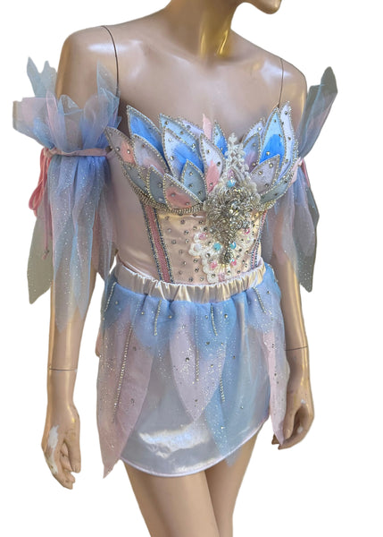 Pink and Sky Blue Swan Corset Skirt and Arm Cuffs