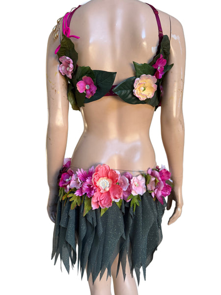 Ready to Ship - 34C Medium - Pink and Burgundy Spring Fairy Bra and Skirt Costume