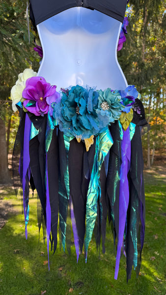 Golden Spring Forest Fee Göttin mit rosa Rock Tanzkostüm Rave BH Monokini Halloween