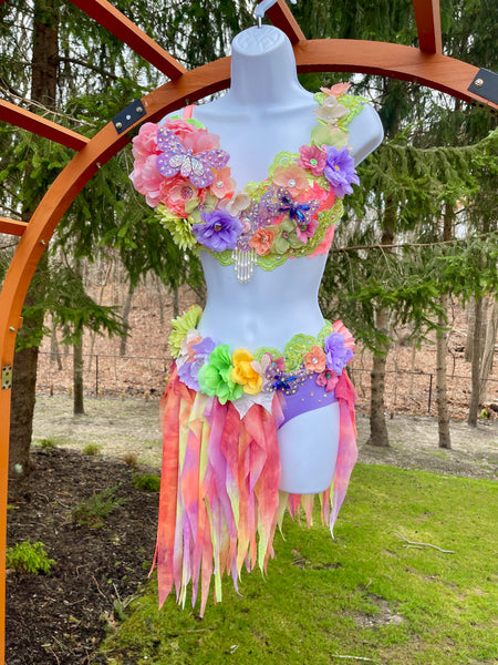 Ready to Ship - 34C Small - Blooming Garden Spring Fairy Bra and Skirt Costume