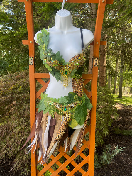 Cheetah in the Jungle Forest Fairy Monokini Costume – Handmade One Piece Set