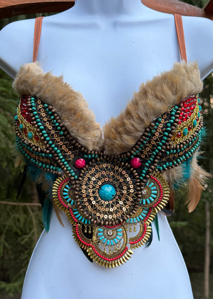 Ready to Ship - 34D 33”+ Skirt - Native Earth Spirit Princess Fringe Feather Costume