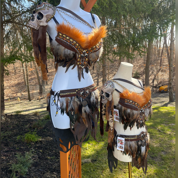 Custom Order: Turquoise and Brown Skull Viking Warrior Gladiator Costume