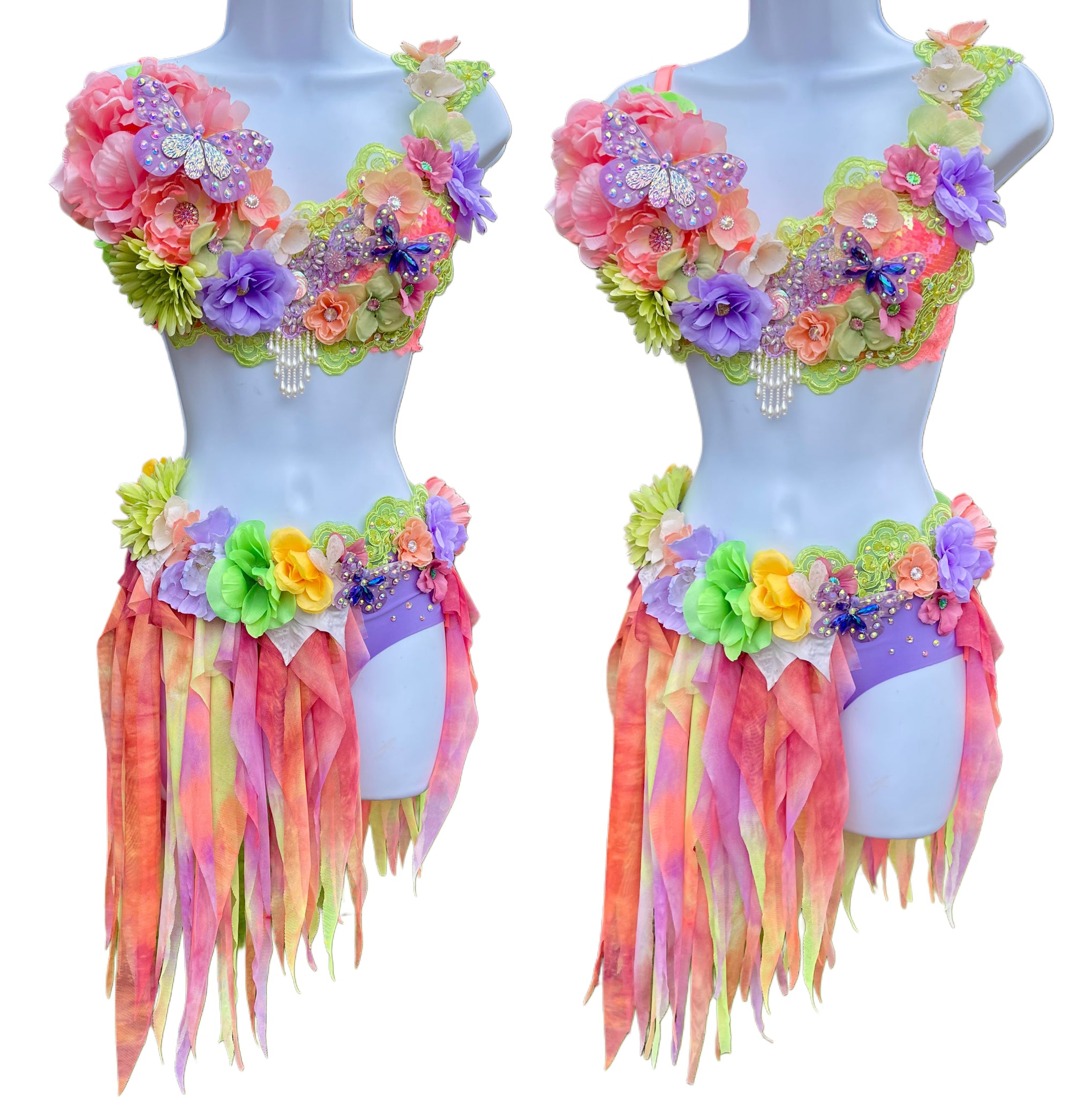 Ready to Ship - 34C Small - Blooming Garden Spring Fairy Bra and Skirt Costume