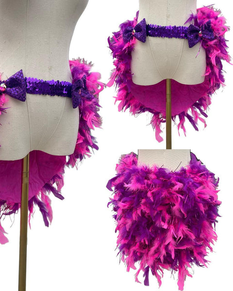 Pink Purple Cheshire Cat Inspired Feather Bustle Skirt Cosplay Costume