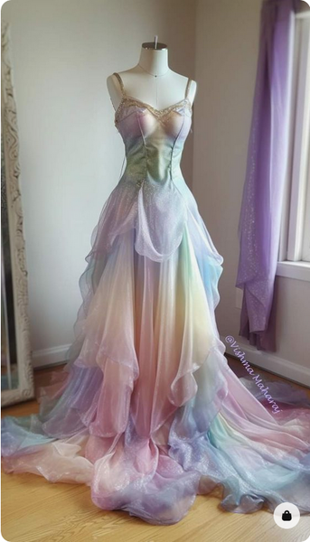 Custom Order for Jeanette Marsh - Holographic Pastel Rainbow Flower Fairy Dress