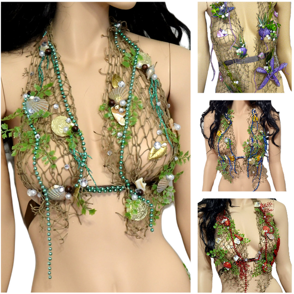 Sirens Of The Sea Purple Green Ariel Netted Siren Mermaid Halter Top