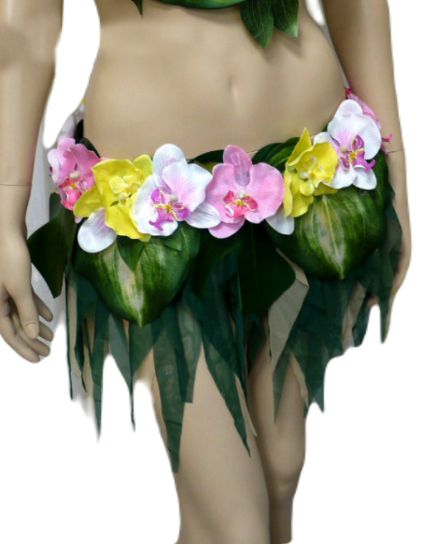 Custom Order For Riley - Hula Island Girl Orchid Flower Skirt Only