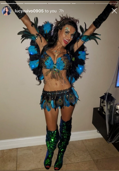 Peacock Feather Costume Rave Bra and Skirt Bottom