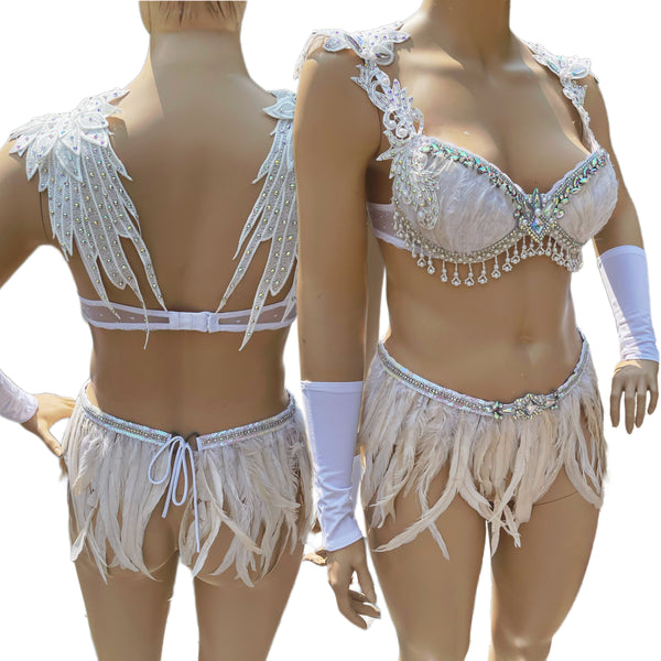 Ready to Ship 38C 38"+ Skirt  - Saints and Sinners Angel Bra and Skirt Dance costume