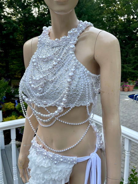 All White Pearl Dance Costume inspired by Jennie from BlackPink