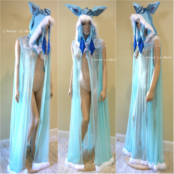 Glaceon Ear Cape Robe Cosplay Dance Costume Halloween
