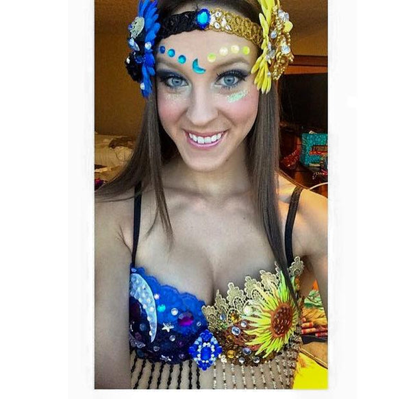LED Sun and Moon Rave Bra and Garter Belt