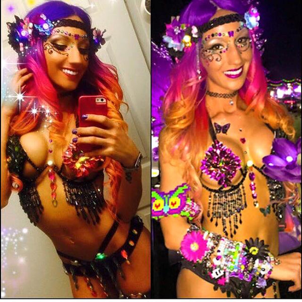 Dark Rainbow Rihanna Diamond Carnival Samba Dance Rave Top Costume