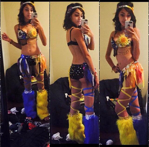 LED Sun and Moon Rave Bra and Garter Belt