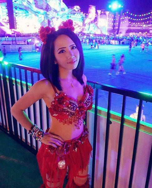 Red Rose Glitter Fairy Flower Crown Halloween Dance Costume