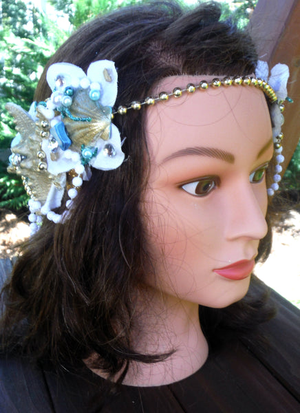 Dripping In Gold Mermaid Flower Crown Halloween Costume Headband Headpiece