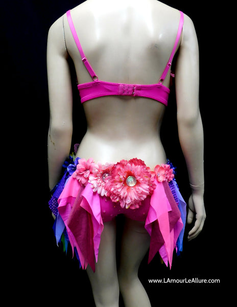 Pink Rainbow Fairy Monokini Costume Dance Rave Bra Halloween