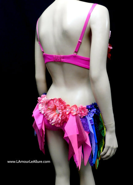 Pink Rainbow Fairy Monokini Costume Dance Rave Bra Halloween