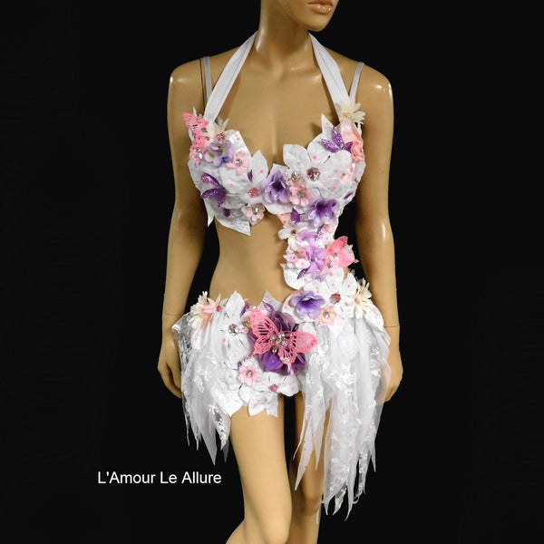 Pink Lavender Frosted Winter Fairy Monokini Costume