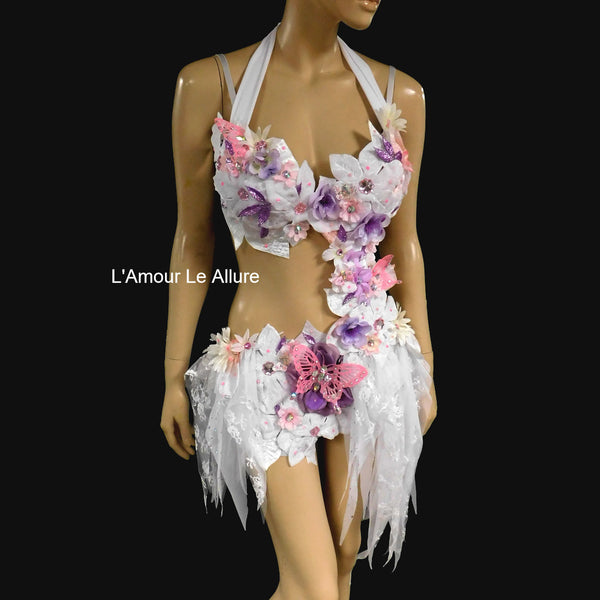 Pink Lavender Frosted Winter Fairy Monokini Costume