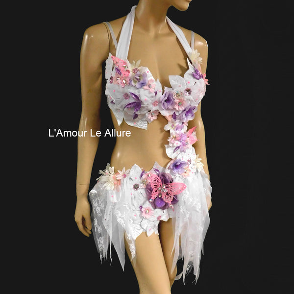 Pink Lavender Frosted Winter Fairy Monokini Costume