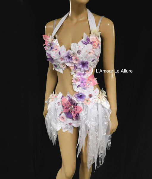 Pink Lavender Frosted Winter Fairy Monokini Costume