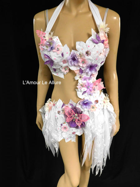 Pink Lavender Frosted Winter Fairy Monokini Costume