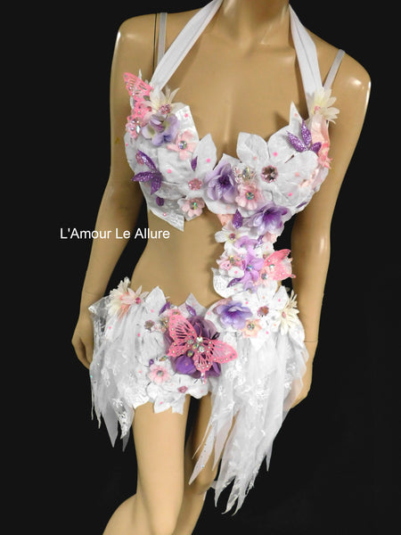 Pink Lavender Frosted Winter Fairy Monokini Costume