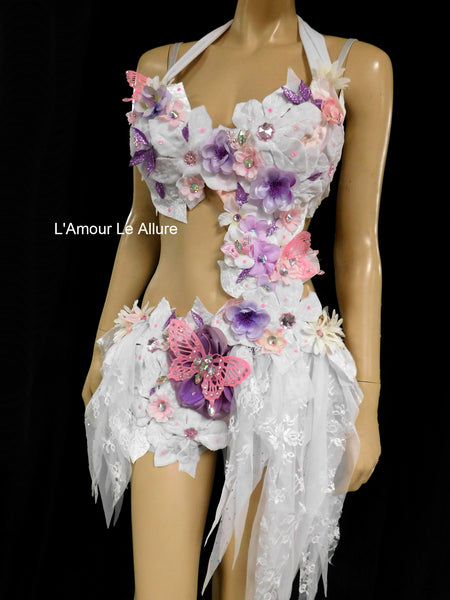 Pink Lavender Frosted Winter Fairy Monokini Costume