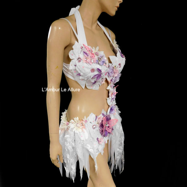 Pink Lavender Frosted Winter Fairy Monokini Costume