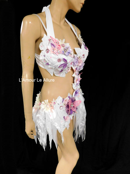 Pink Lavender Frosted Winter Fairy Monokini Costume