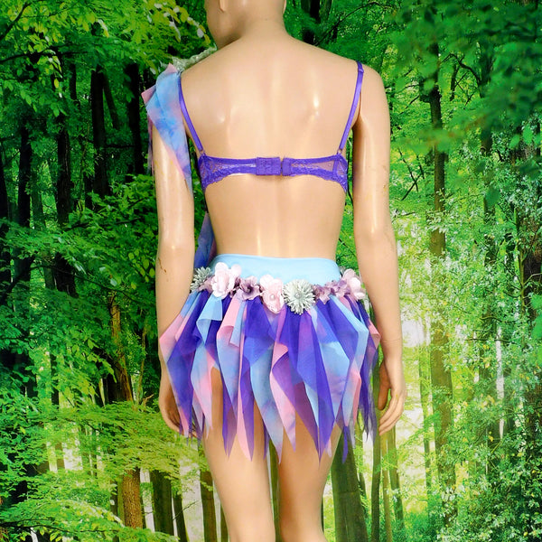 Purple Holographic Pastel Rainbow Flower Fairy Bra and Bottom