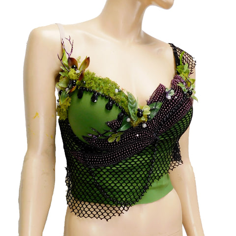 Green Purple Siren Mermaid Shell Bra  Dance Costume Rave Bra Halloween