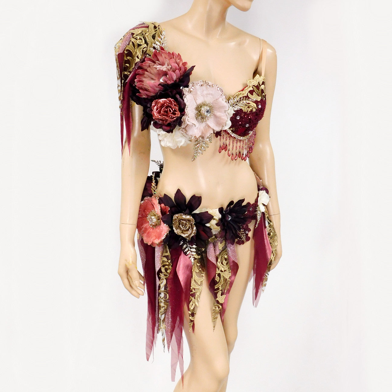 Rose Red and Pink Fairy Bra and Skirt Halloween Costume