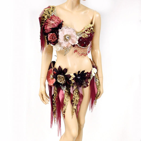Rose Red and Pink Fairy Bra and Skirt Halloween Costume