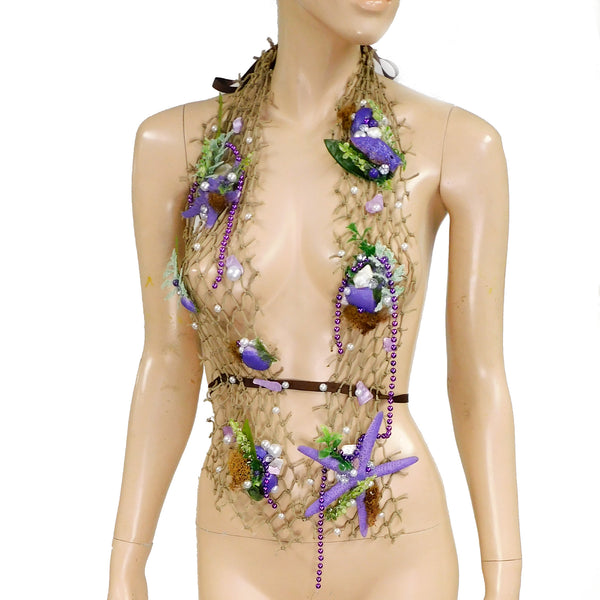 Sirens Of The Sea Purple Green Ariel Netted Siren Mermaid Halter Top