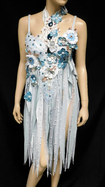 Pastel Teal Water Fairy Babydoll Dress Bra Costume