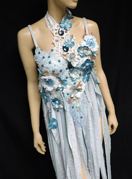 Pastel Teal Water Fairy Babydoll Dress Bra Costume
