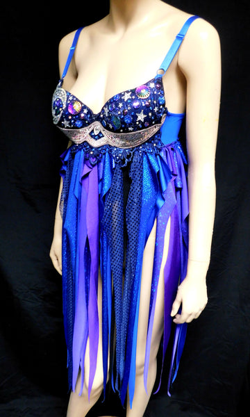 Galaxy Moon Baby Doll Rave Bra Dress