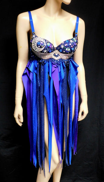 Galaxy Moon Baby Doll Rave Bra Dress