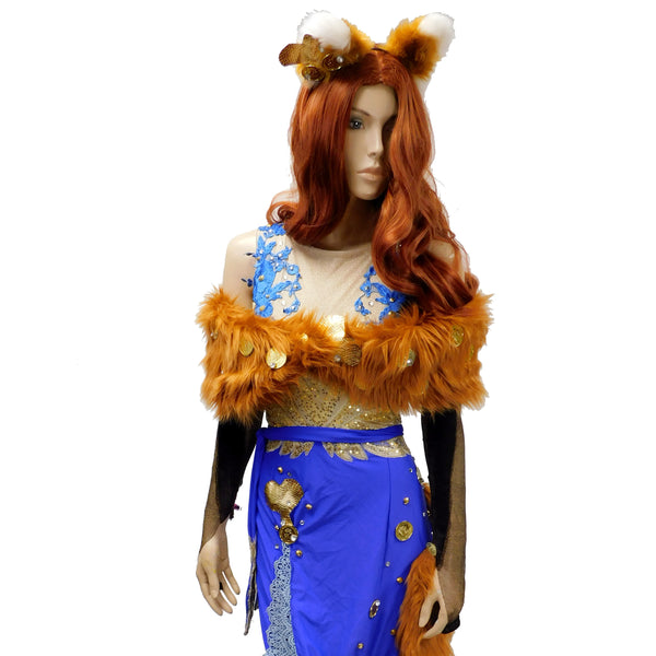 Purple Fur Coin Fox Dress with Fur Shawl and Ears Inspired By Redd From Animal Crossing