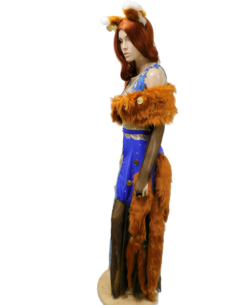 Purple Fur Coin Fox Dress with Fur Shawl and Ears Inspired By Redd From Animal Crossing