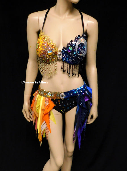 Sun and Moon bra and Half Skirt Dance Halloween Costume