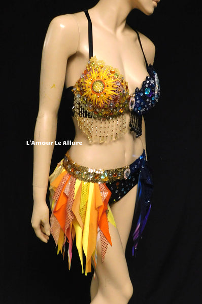 Sun and Moon bra and Half Skirt Dance Halloween Costume