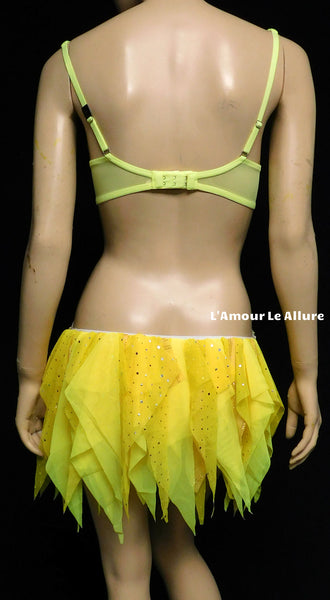 Ready to Ship 34C Yellow and Orange Sequin Scale Mermaid Bra and Skirt