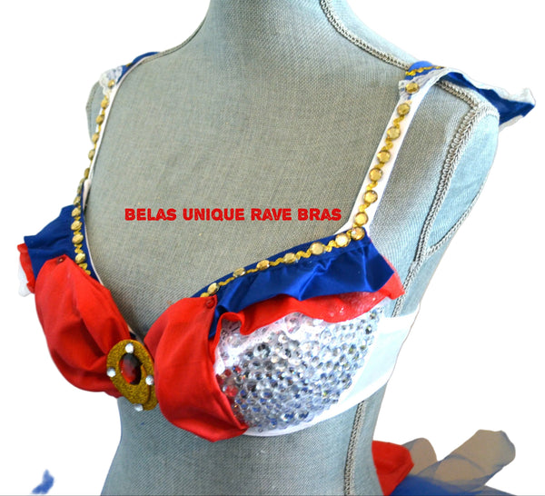 Sailor Moon Cosplay Rave Bra and TuTu Bustle Halloween Dance Costume