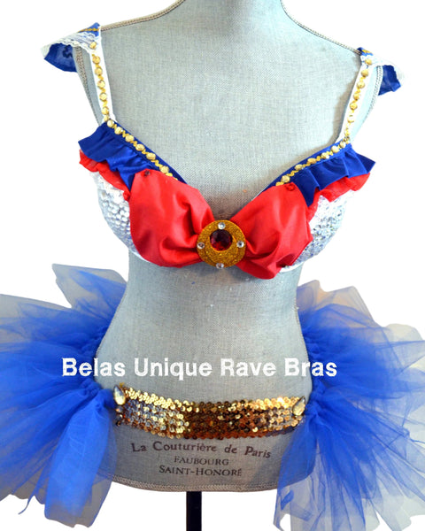 Sailor Moon Cosplay Rave Bra and TuTu Bustle Halloween Dance Costume